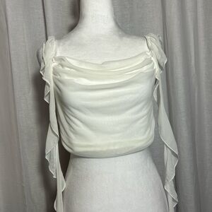 Unique Lacey Top With Chiffon Streamers Front and Back